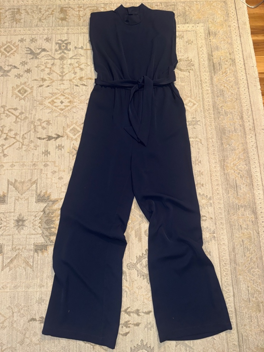 Steve Madden Navy Sleeveless Belted Wide-Leg Jumpsuit - Picture 5 of 8